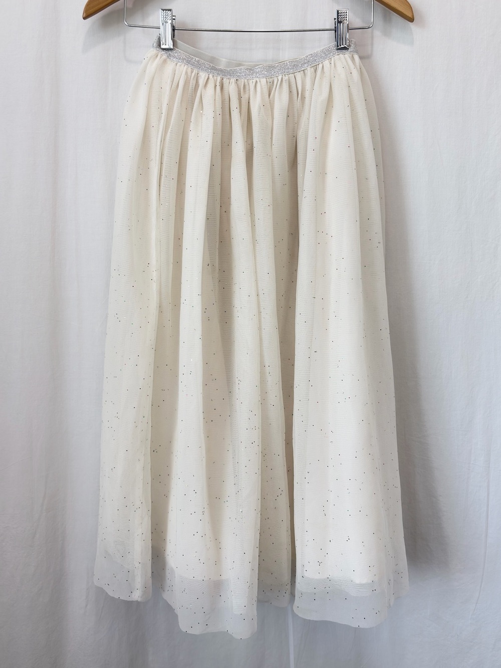 Cat & Jack Girl Ivory Glitter Maxi Skirt Holiday Dressy Costume Tulle White Larg